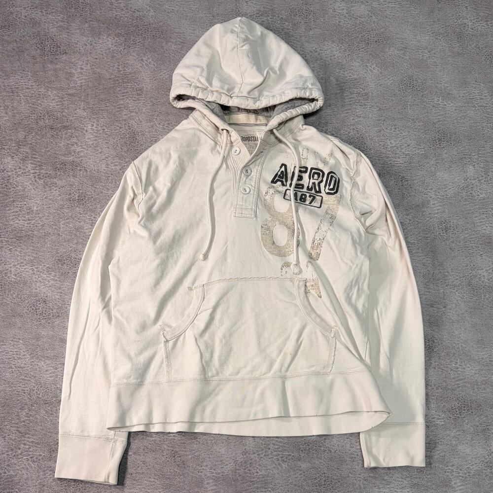 White Aeropostale Embroidered Graphic Hoodie